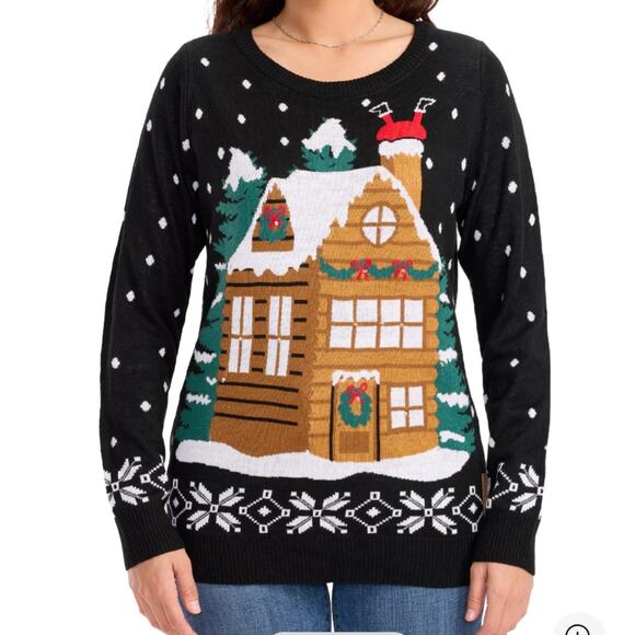 Tipsy Elves Black Christmas House Light Up Sweater 3XL NWT - Picture 4 of 4